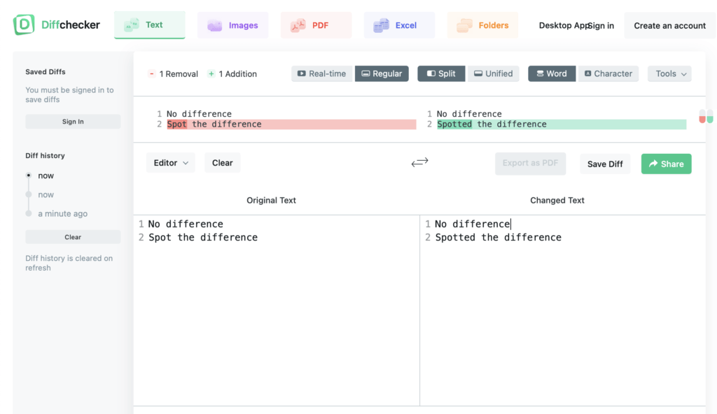 Diffchecker website