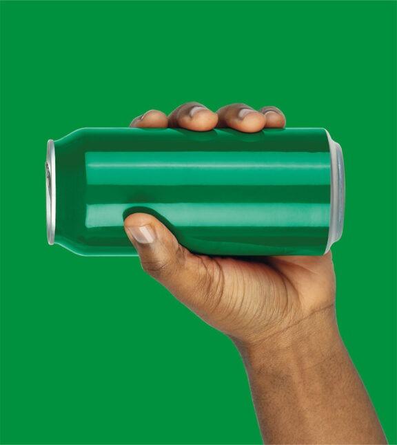 Green metal can