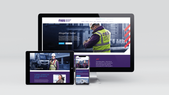 NSS website homepage on three screen sizes