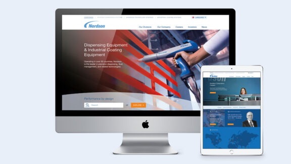 Nordson website on computer and ipad