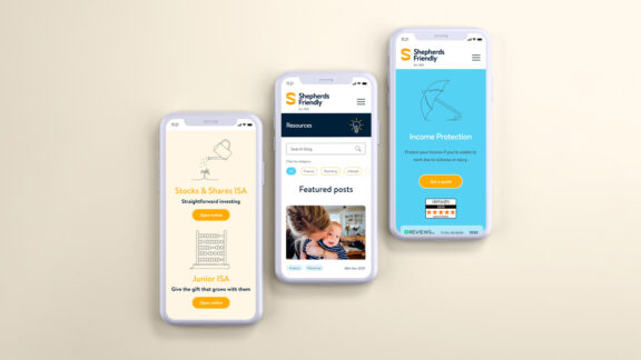 Shepherds Friendly website on phone screens